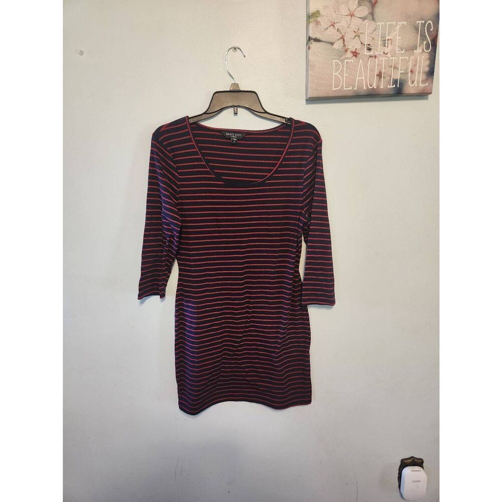 Brave Soul London size 14 Black Red Stripe Bodycon Dress